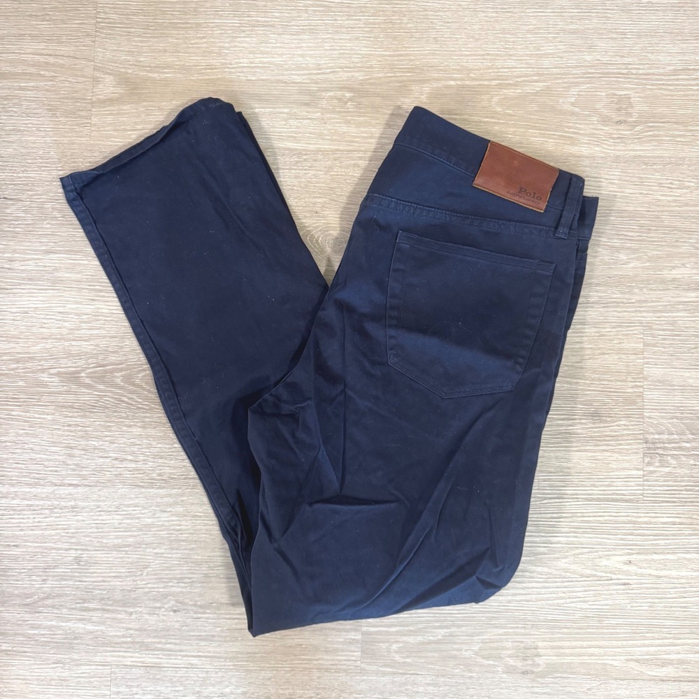 Polo Ralph‎ Lauren Pants Mens 34/30 Navy Blue Stretch Cotton Chino Trousers
